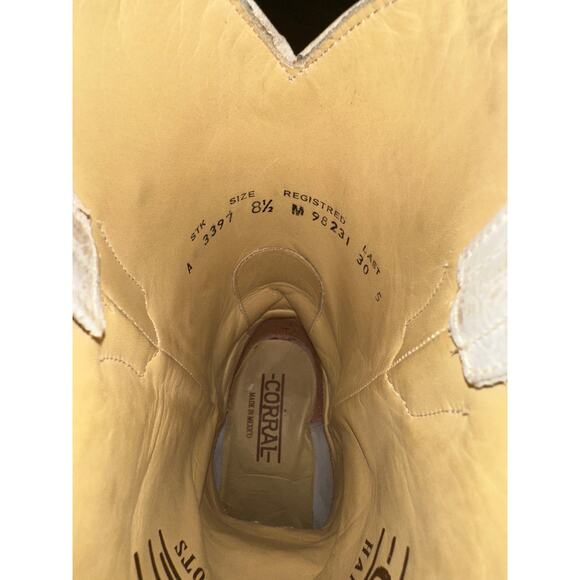 Corral A3397 Women’s 8.5M Ivory Glitter Inlay Western Cowboy Boots Embroidered - Picture 8 of 10